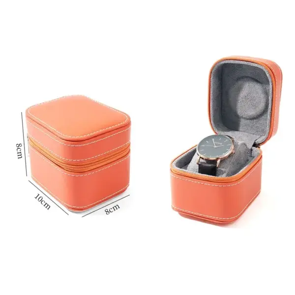PU Leather Travel Watch Case with Removable Cushion - Image 7