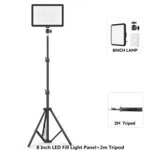 8/12 Inch LED Video Light Panel Kit with Tripod 27 S2ef91cf1749349069a1096d9bc9fb571G