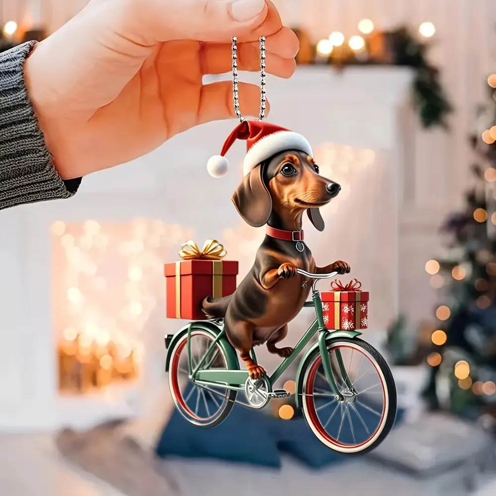 Christmas Riding Dog Acrylic Keychain 4 Christmas Riding Dog Acrylic Keychain - Image 4