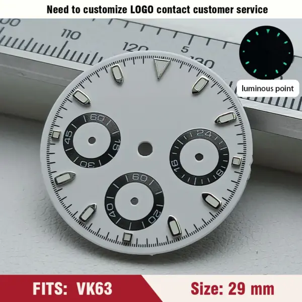 Green Luminous VK63 Watch Dial 29mm for Men - Image 14