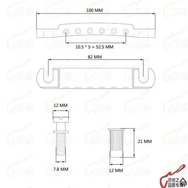 Korea-Made G.F Tune-O-Matic Guitar Bridge Set - Image 5