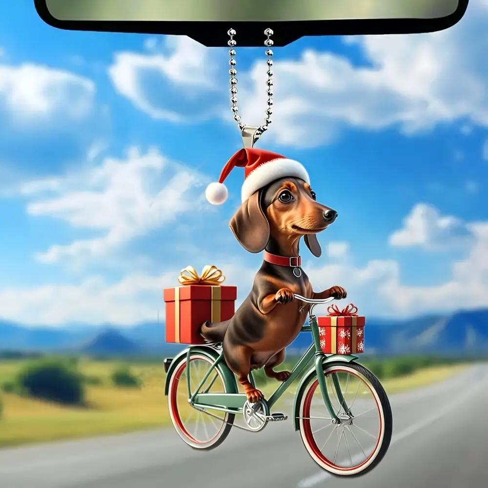 Christmas Riding Dog Acrylic Keychain 3 Christmas Riding Dog Acrylic Keychain - Image 3