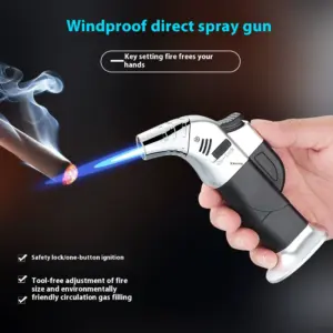 Windproof Metal Torch Gas Lighter JC for Cigars and Cooking 25 S328226ad3e564a8cb23384e6477881c5u