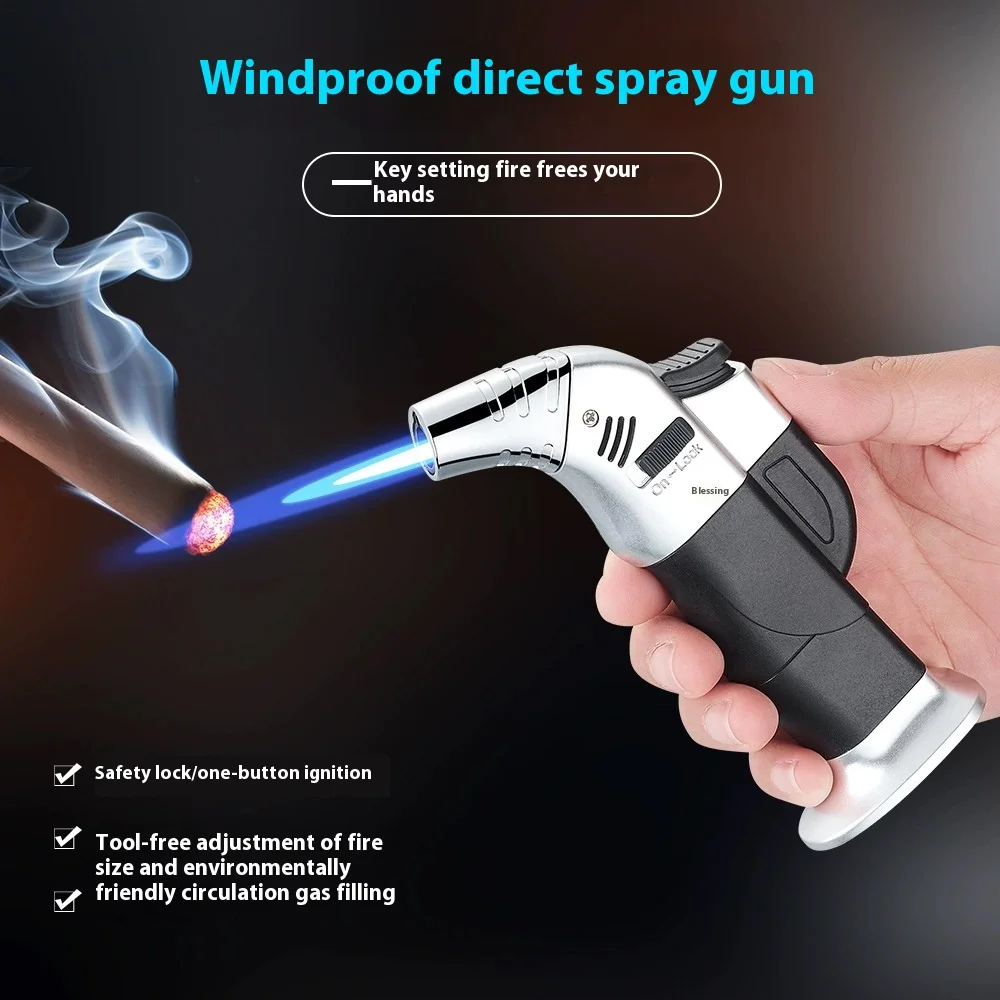 Windproof Metal Torch Gas Lighter JC for Cigars and Cooking 3 Windproof Metal Torch Gas Lighter JC for Cigars and Cooking - Image 3