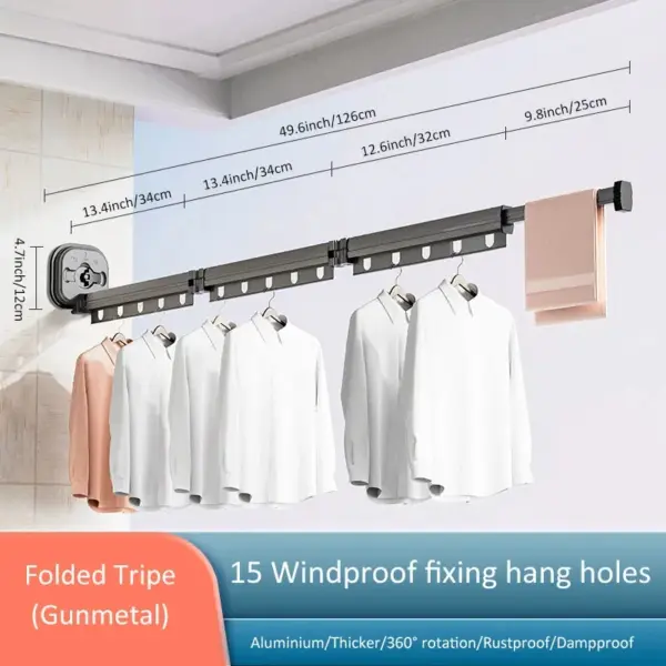 Wall-Mounted Retractable Clothes Drying Rack - Image 7