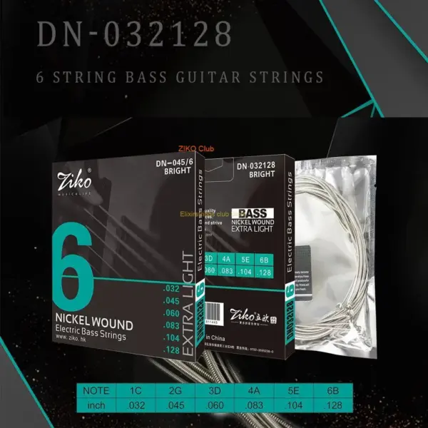 ZIKO Nickel-Plated Bass Guitar Strings DN045 4-6 Strings - Image 2