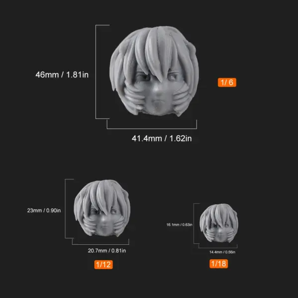 Unpainted 1/6-1/18 Anime Head Sculpt for DIY Fans - Image 8