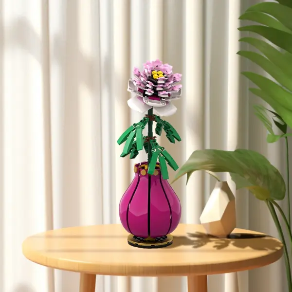 Gobricks Peony Flower Brick Model Kit - Image 4
