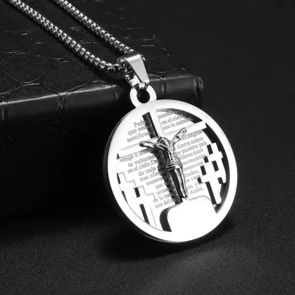 Vintage Christian Cross Stainless Steel Pendant AL20401 - Image 10