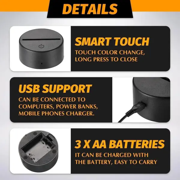 3D LED Lamp Base with Remote Control for Atmosphere - Image 3