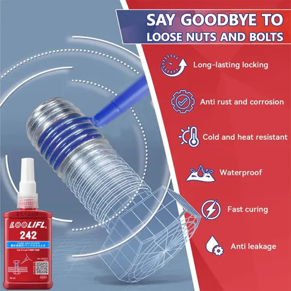 Blue Medium Strength Threadlocker 242 for Metal Fasteners - Image 4