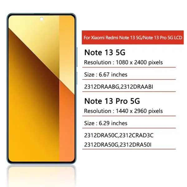 6.67 inches Xiaomi Redmi Note 13 Pro LCD Display with Frame - Image 2