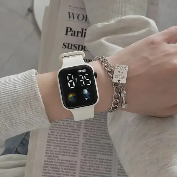 Pink LED Sports Watch with Silicone Strap - Image 3