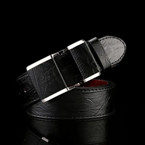 Men's Korean Casual Leather Belt with Smooth Buckle - Image 2