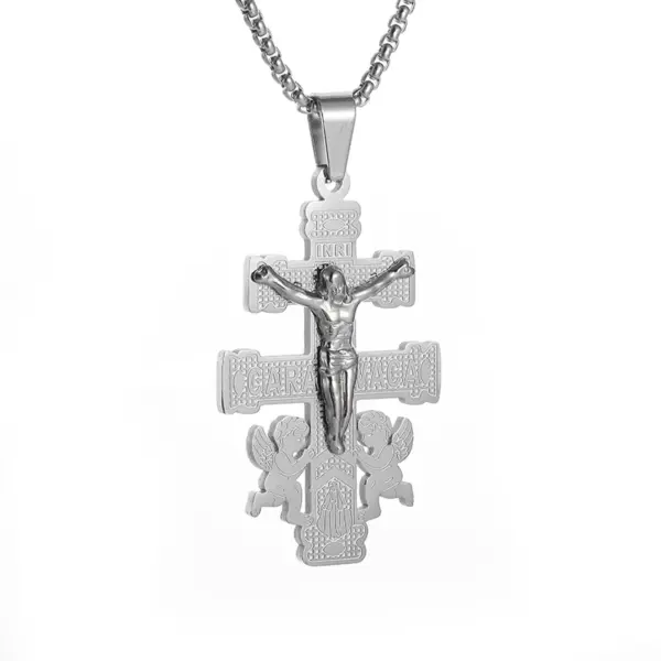 Vintage Christian Cross Stainless Steel Pendant AL20401 - Image 5