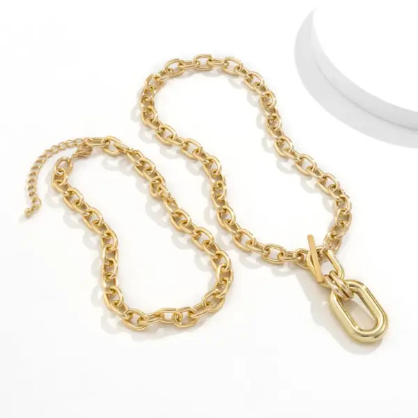 Unisex Layered Chain Necklace with Pendant - Image 6