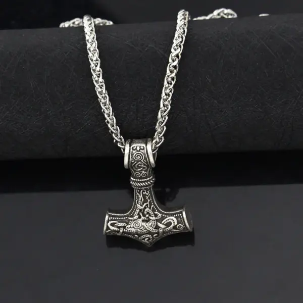 Viking Thor Hammer Pendant Necklace for Men - Image 2
