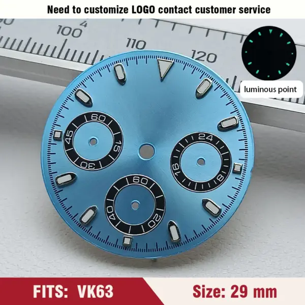 Green Luminous VK63 Watch Dial 29mm for Men - Image 20