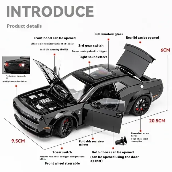 1:24 Dodge Challenger SRT Hellcat Redeye Diecast Model - Image 2