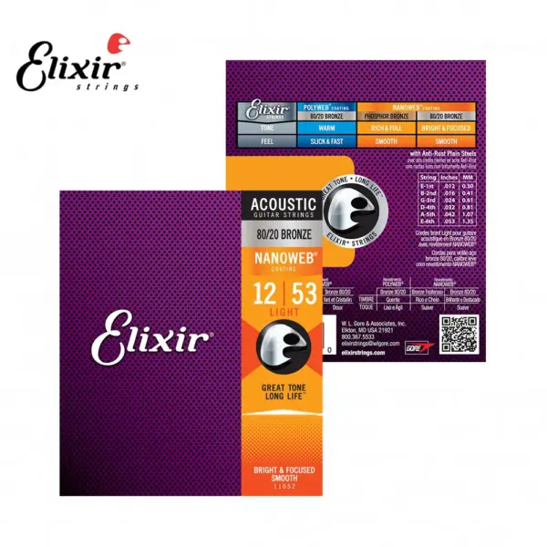12-Pack Elixir Nanoweb Guitar Strings 80/20 Bronze - Image 9