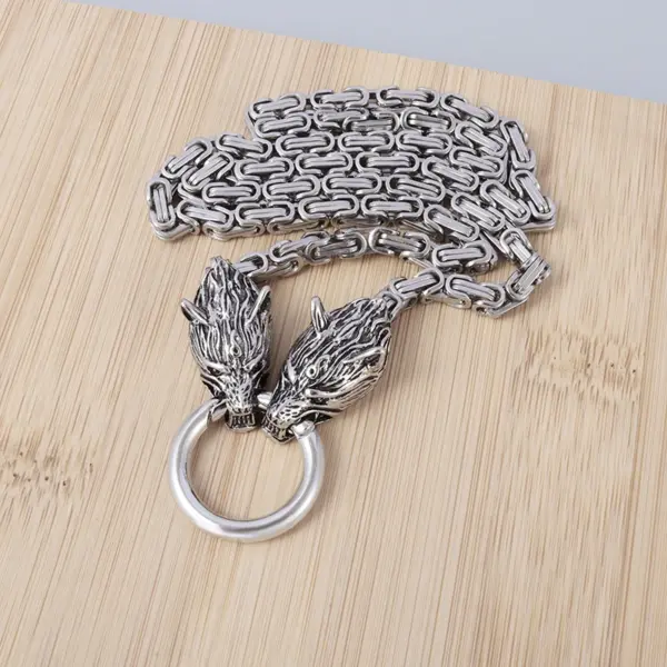 Vintage Nordic Wolf and Thor's Hammer Necklace for Men - Image 33
