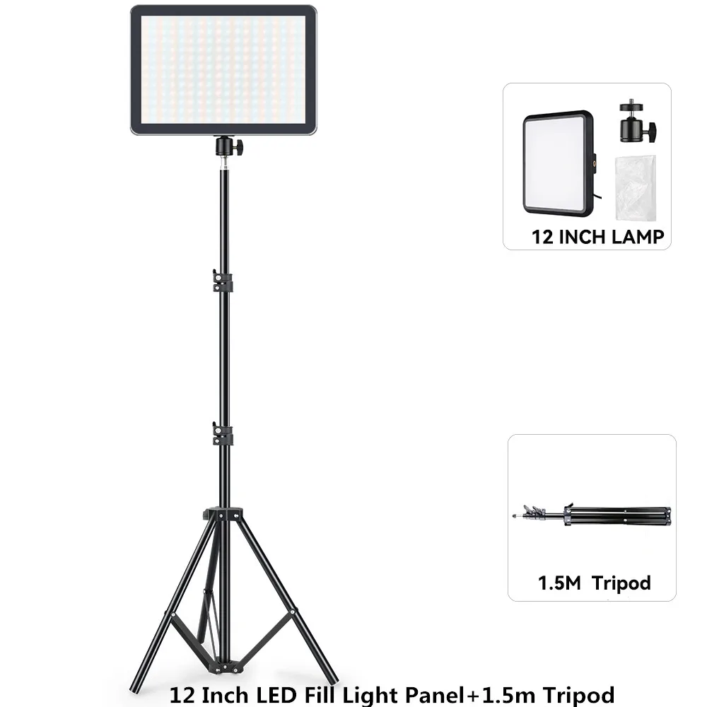 8/12 Inch LED Video Light Panel Kit with Tripod 7 8/12 Inch LED Video Light Panel Kit with Tripod - Image 7