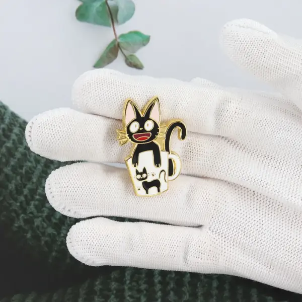 Black Cat Teacup Brooch Pin for Women - Image 6