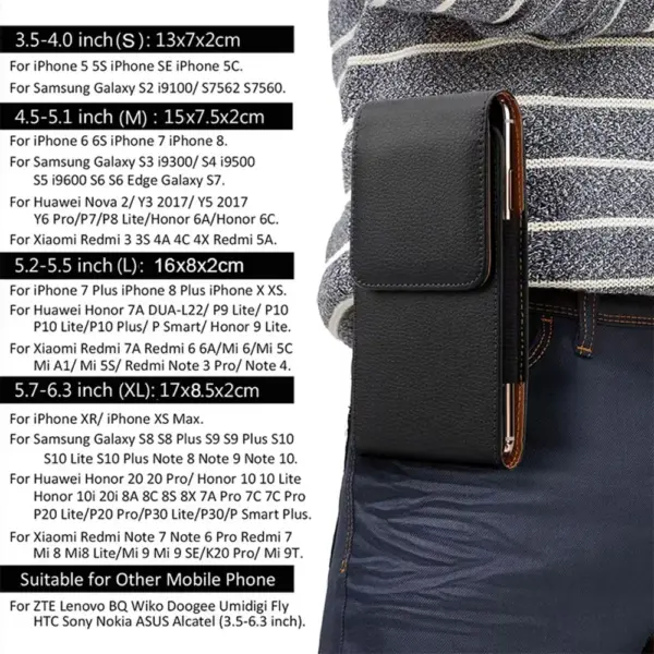 Universal Leather Phone Pouch for 3.5-6.3 inches Devices - Image 2