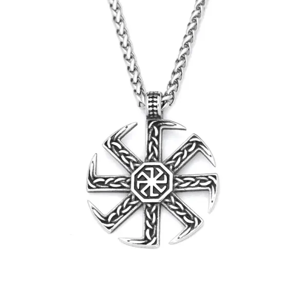 Vintage Stainless Steel Slavic Kolovrat Necklace for Men - Image 6