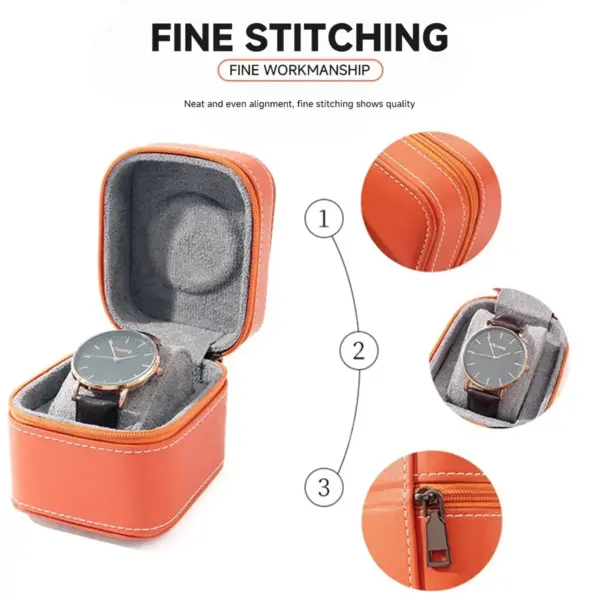 PU Leather Travel Watch Case with Removable Cushion - Image 2