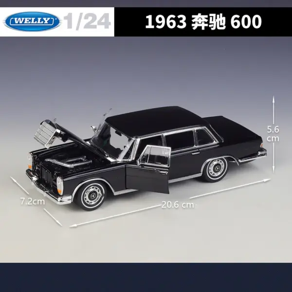 WELLY 1:24 Mercedes-Benz 600 Alloy Car Model - Image 3