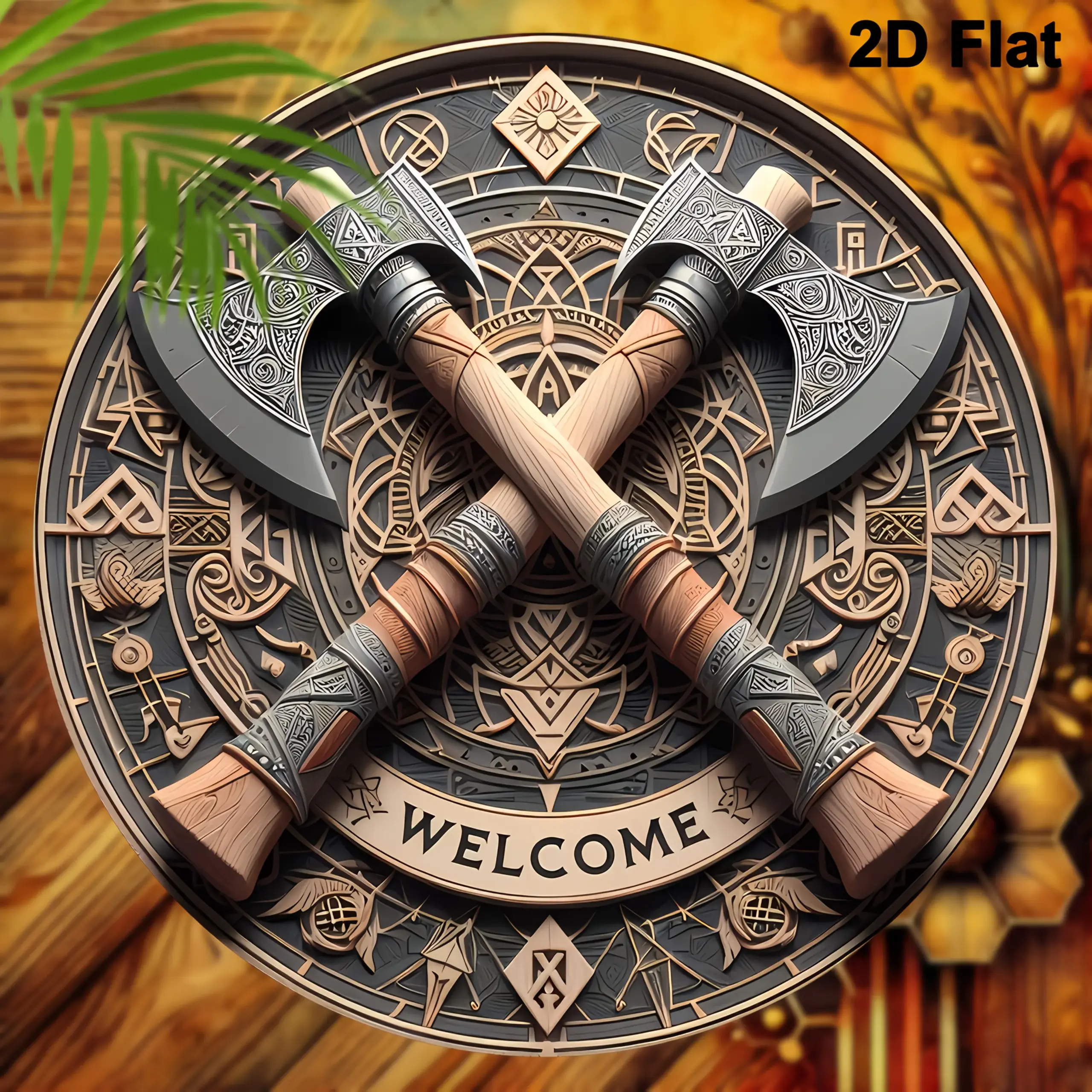 Viking Ax Welcome Wooden Wall Decor 2 Viking Ax Welcome Wooden Wall Decor - Image 2
