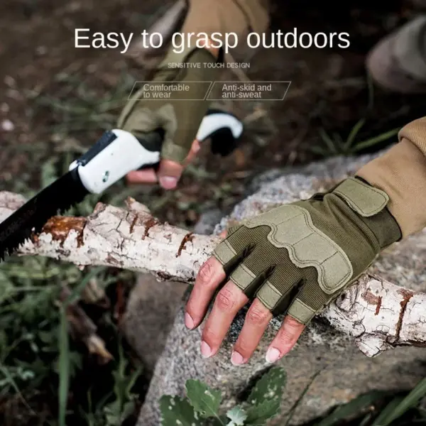 Outdoor Microfiber Half Finger Tactical Gloves - Image 3