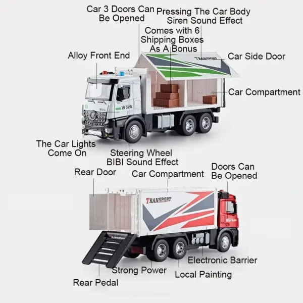 1:18 Scale Container & Garbage Truck Model Toy - Image 2