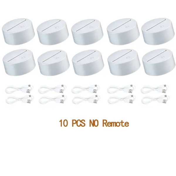 Set of 3D LED Acrylic Lamp Bases with Remote - Image 7