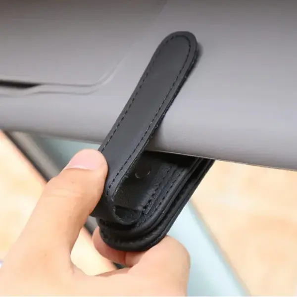 Magnetic Leather Sunglasses Holder Clip - Image 3