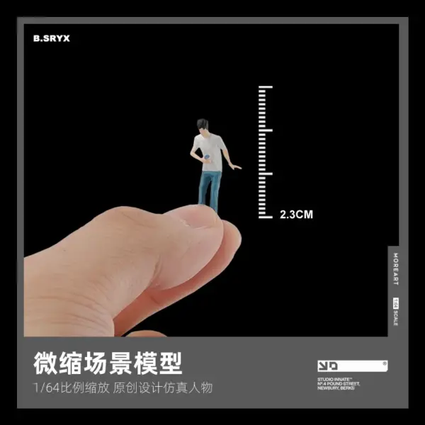 Miniature White T-Shirt Man Model 1:64 Resin Scene - Image 3