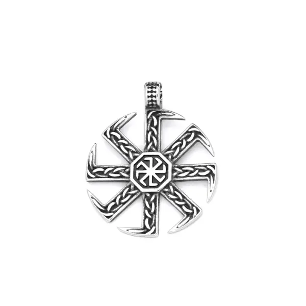 Vintage Stainless Steel Slavic Kolovrat Necklace for Men - Image 7