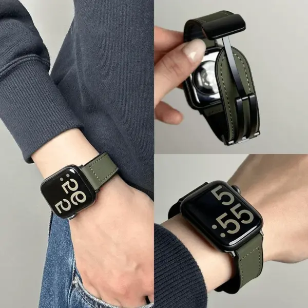 Silicone Leather Strap for Apple Watch 44mm/49mm - Image 2