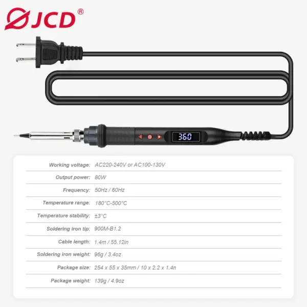 JCD 80W Digital Soldering Iron Kit with LCD Display - Image 5