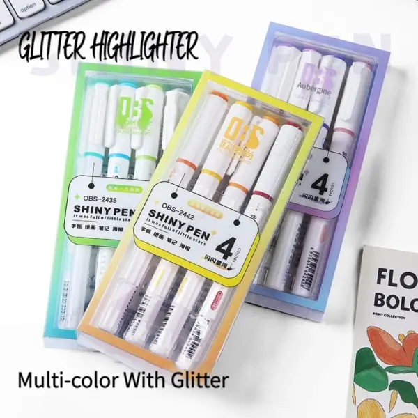 Kawaii Glitter Pastel Highlighter Set - Image 3