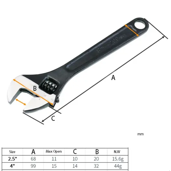 Mini 2.5/4 Inch Adjustable Open-End Spanner Tool Set - Image 6