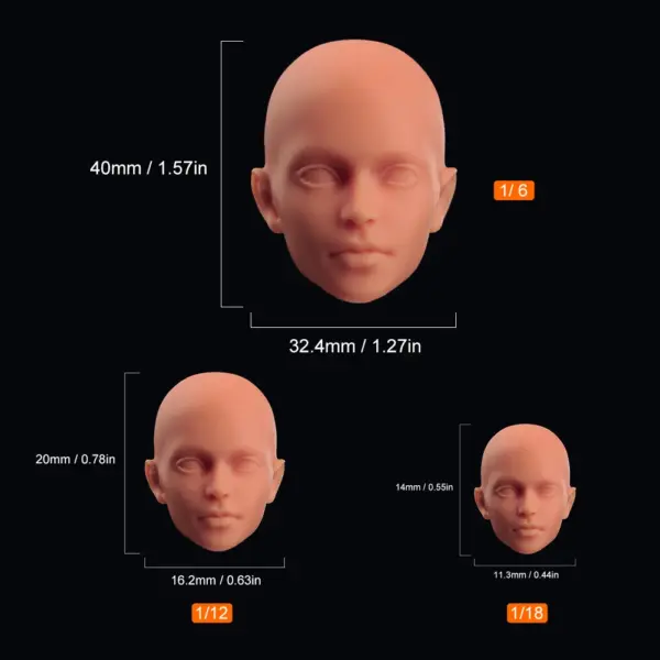 Unpainted 1/6-1/18 Anime Head Sculpt for DIY Fans - Image 11