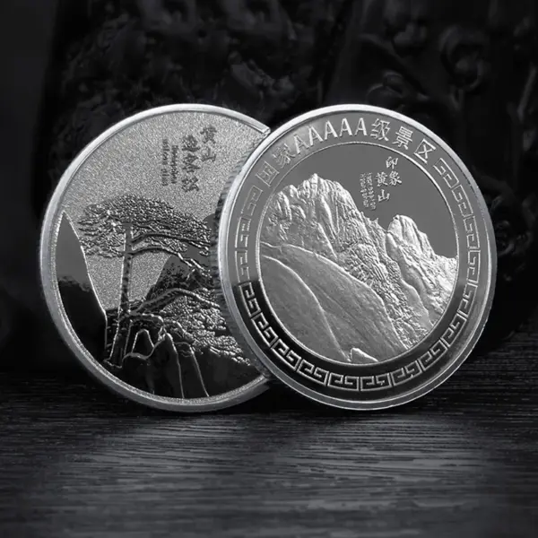 Chinese Mount Huangshan Gold Plated Commemorative Coin - Image 3