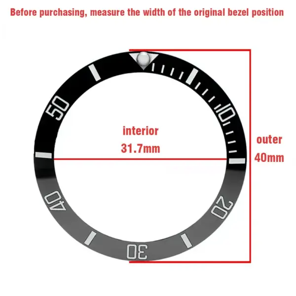 40mm Blue-Green Ceramic Aluminum Bezel Insert for Dive Watch - Image 4