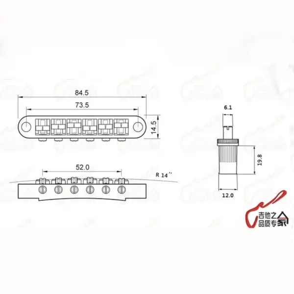 Korea-Made G.F Tune-O-Matic Guitar Bridge Set - Image 6