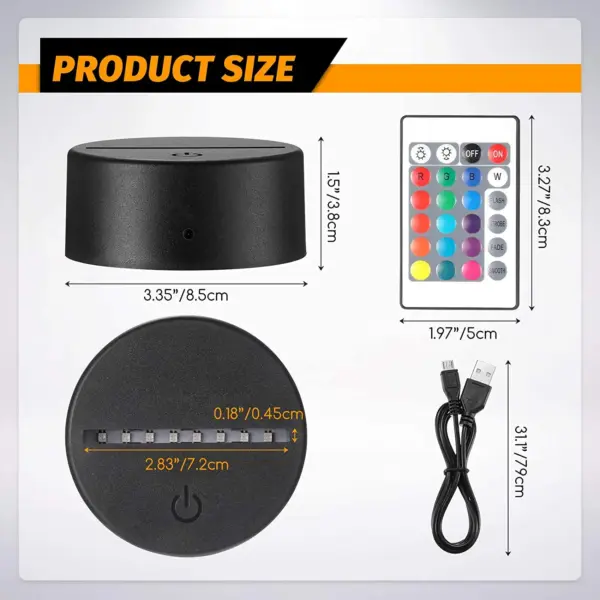 3D LED Light Base Acrylic Lamp Stand Set - Image 6