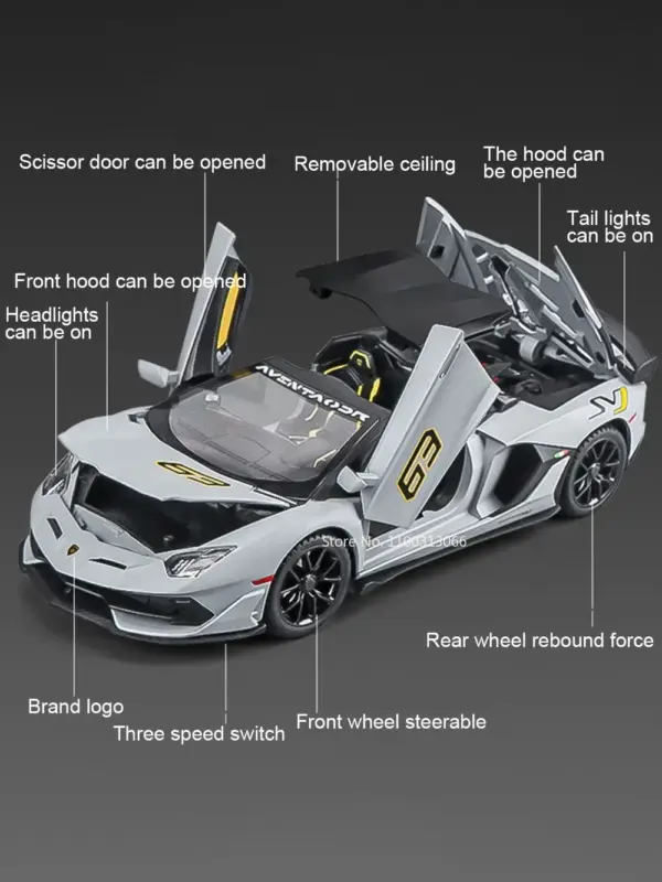 1:24 Revuelto Alloy Car Model with Sound - Image 2