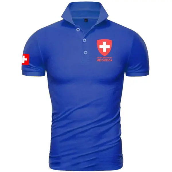 Swiss Confederation Men’s Short Sleeve Polo Shirt - Image 8