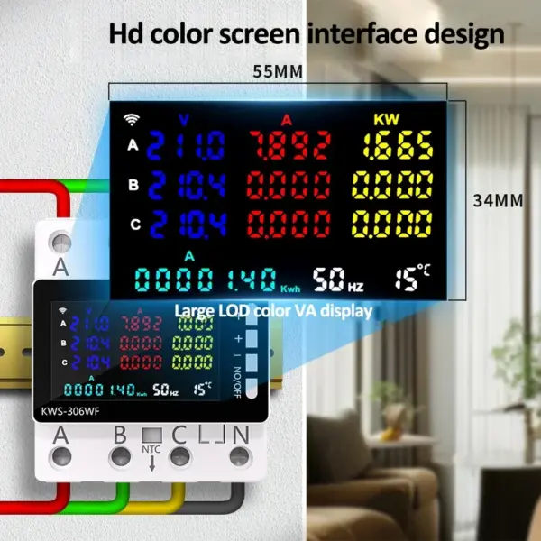 KWS-306 3-Phase Energy Meter with Color Display - Image 2